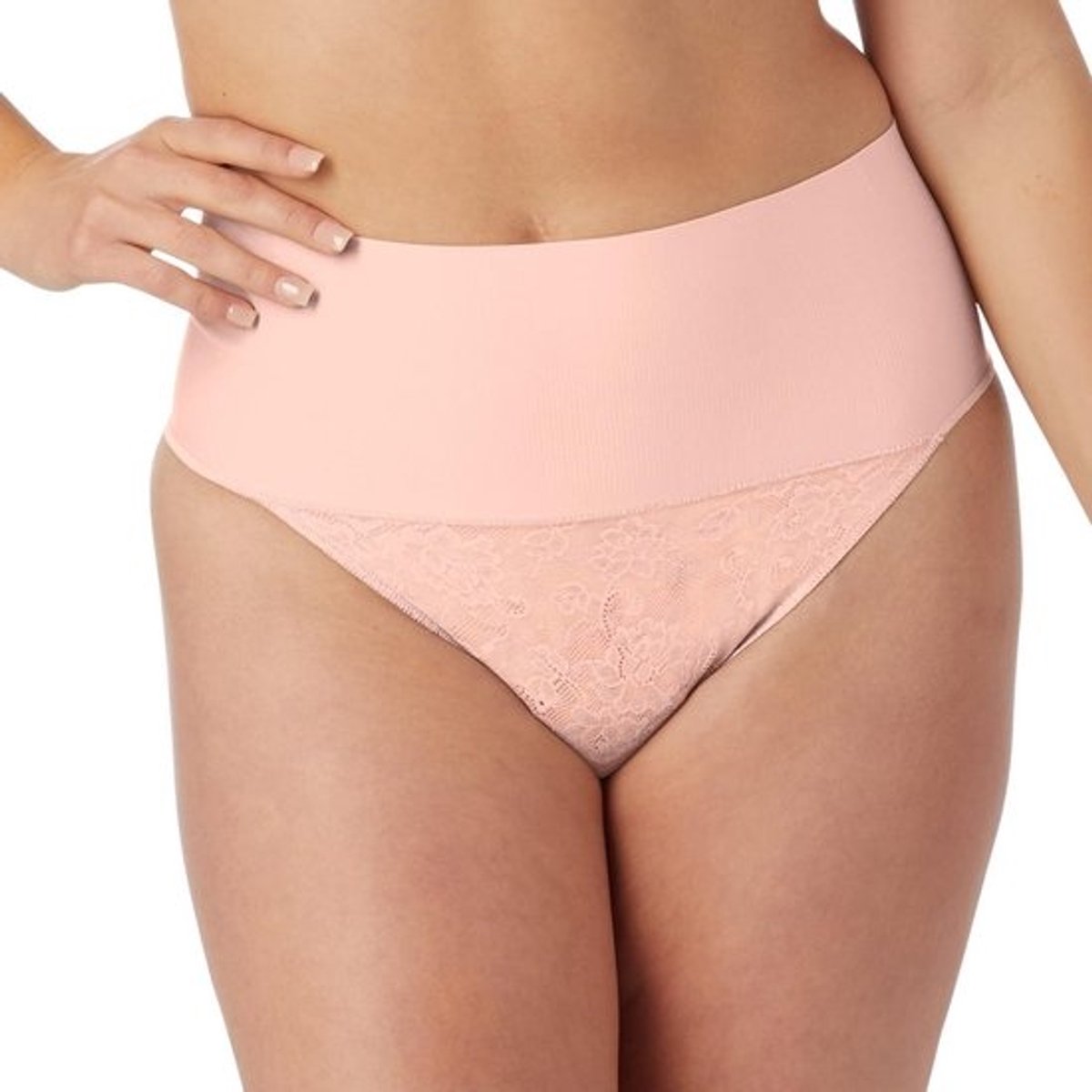 String slipje voor dames met kanten details in Roze, XXL