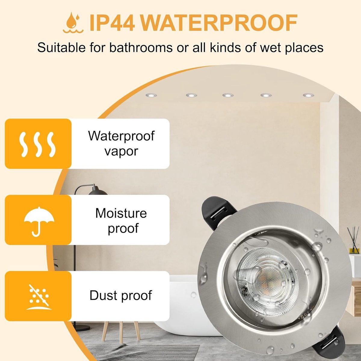 Dimbare LED Inbouwspot - Nikkel - Set van 12 - 5,5W - Voor Badkamer en Woonkamer