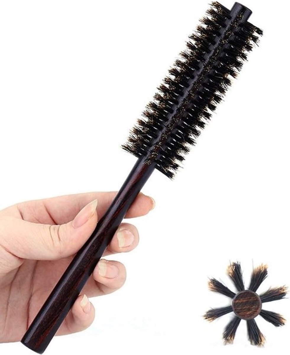 Mini Ronde Zwijnenhaar Borstel voor Kort Haar en Baardstyling