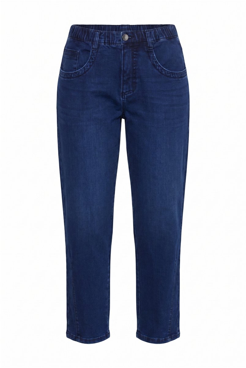 Laurasøn - Dames - Mom denim coupenaden - Donkerblauw denim - Maat 54