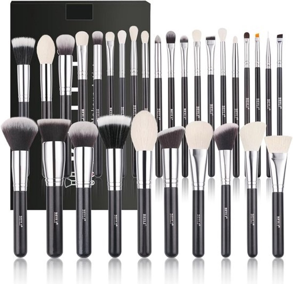 Professionele Make-up Borstelset - 30 Stuks Natuurlijke Geitenhaar & Synthetische Borstels voor Gezicht en Ogen