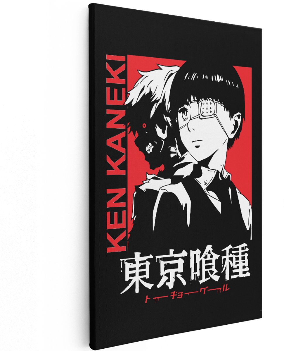 Artaza Canvas Schilderij Ken Kaneki - 120x180 cm - Groot - Tokyo Ghoul Wanddecoratie - Muurdecoratie Anime Slaapkamer - Zwart Wit Schilderijen Op Canvas