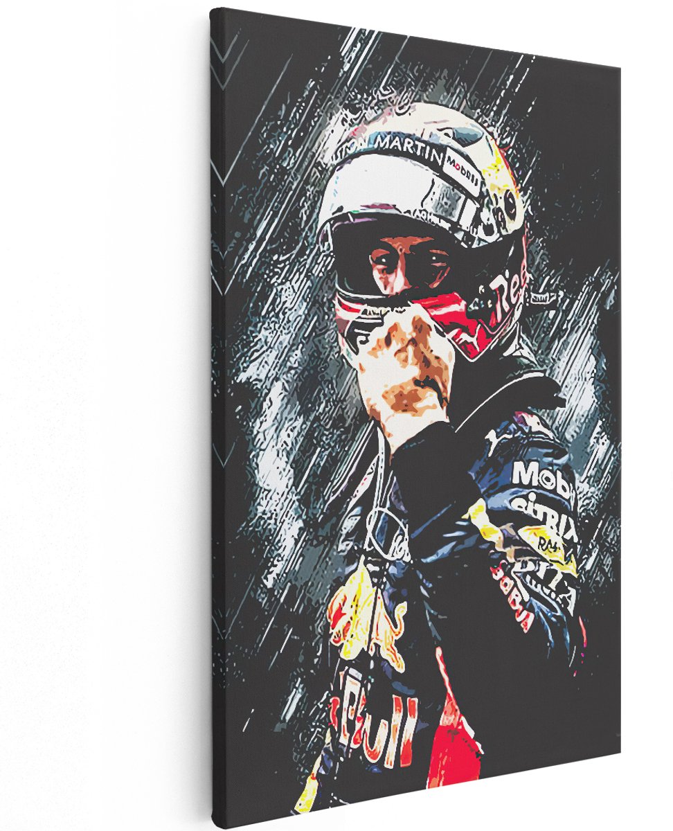 Artaza Canvas Schilderij Max Verstappen Juicht - 120x180 cm - Groot - Muurdecoratie - Canvas Print