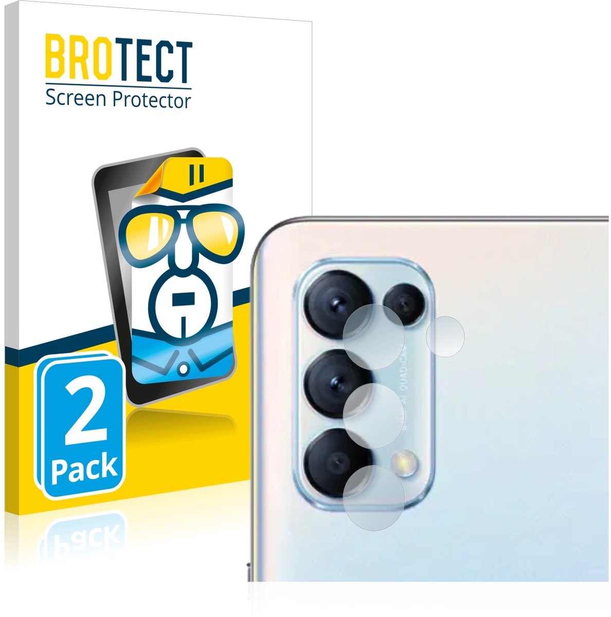 BROTECT - Screenprotector voor Oppo Find X3 Lite (ALLEEN Camera Lens) - Folie Beschermfolie transparant 2 Stuks