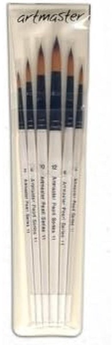 Ronde Waterverfkwastenset met 6 Maten voor Acryl en Aquarel