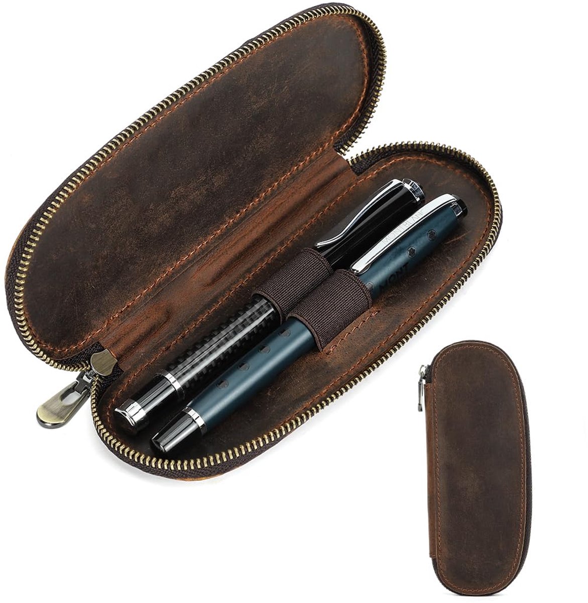 Handgemaakt Echt Leren Etui voor Potloden, Vintage Pennenhouder, Beschermende Reisaccessoire, Elegante Bureau Organizer en Opbergdoos voor Kleurpotloden