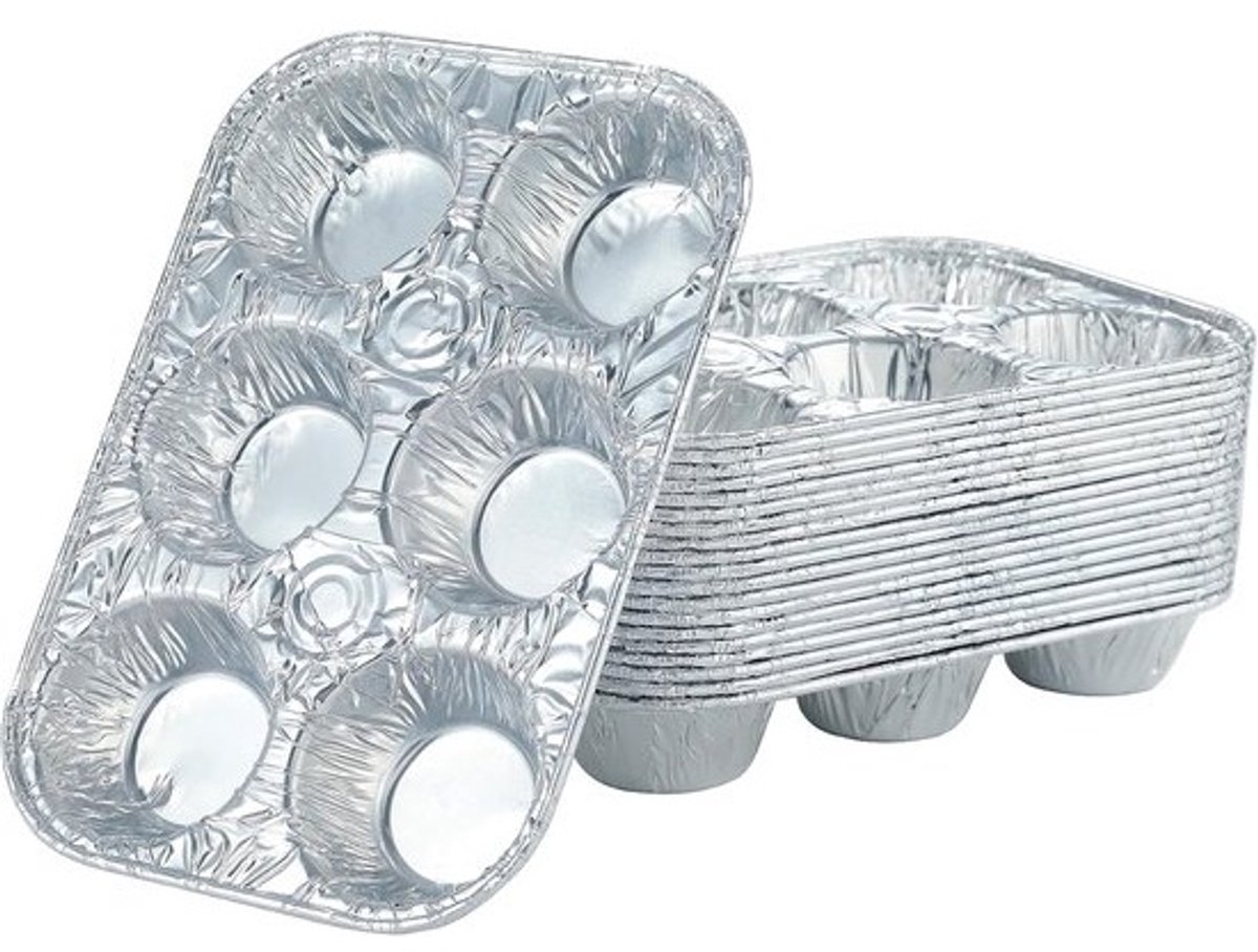 10x Aluminium Muffinvorm 6 Cups voor Cupcakes, Muffins en Mini Taartjes - Standaard Formaat