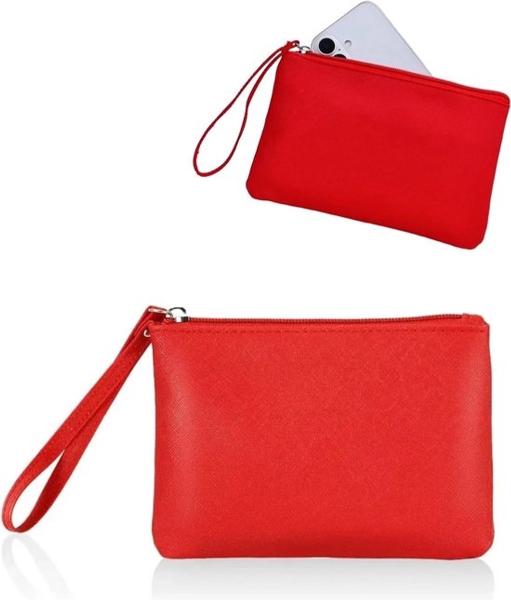 Kleine Make-up Tas met Polsband voor Portemonnee en Telefoon - Compacte Clutch met Rits