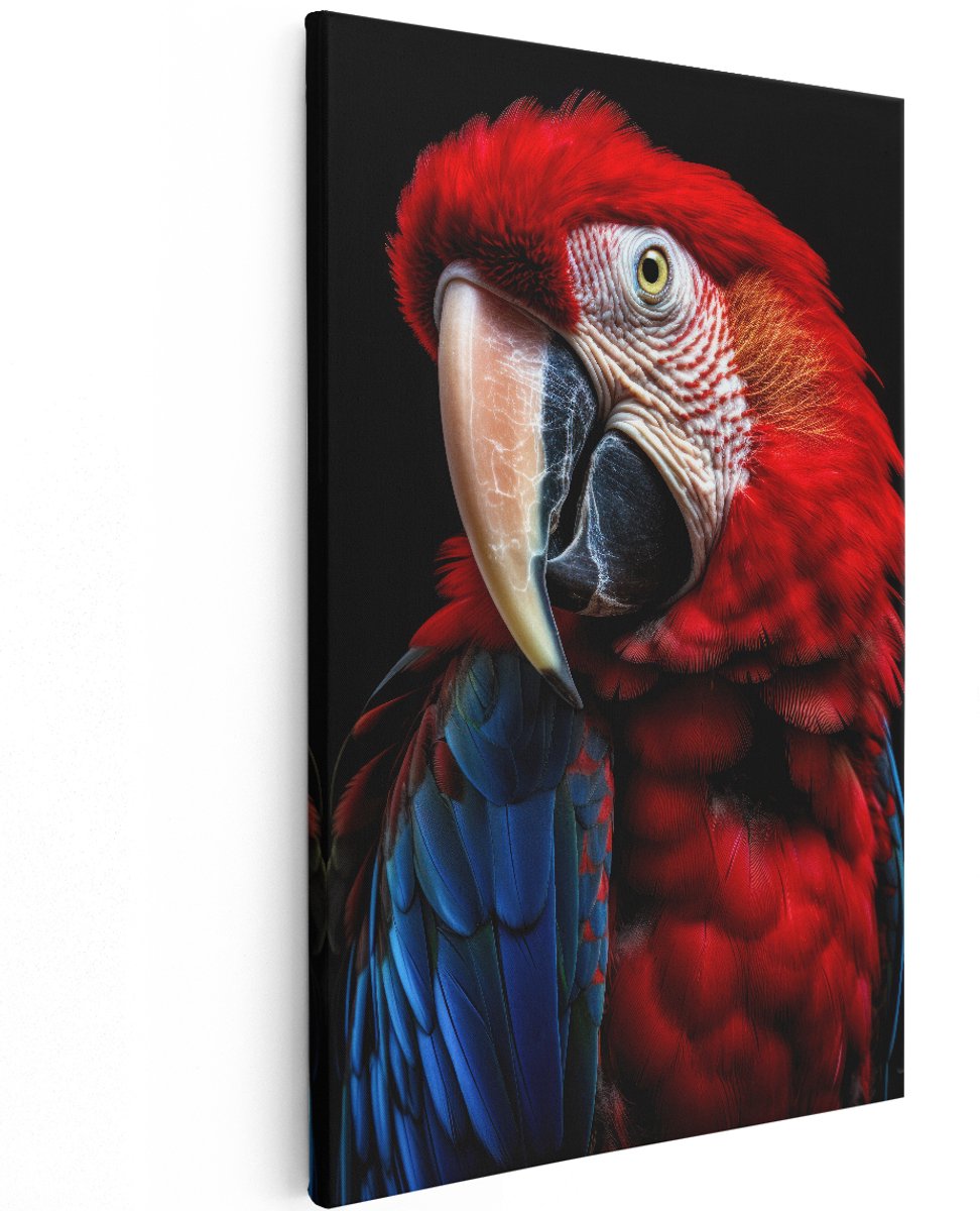 Artaza Canvas Schilderij Ara - 120x180 cm - Groot - Wanddecoratie Vogels - Muurdecoratie Papegaai - Decoratie Dieren - Kleurrijk