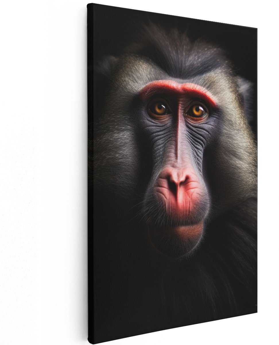 Artaza Canvas Schilderij Mandril - 120x180 cm - Groot - Wanddecoratie Aap - Muurdecoratie Dieren Portret - Decoratie Slaapkamer Jungle