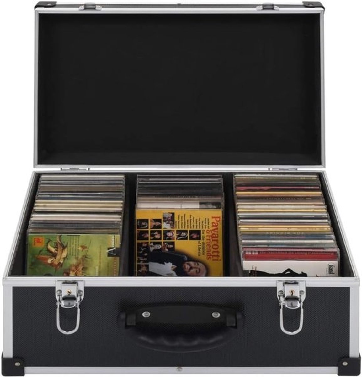 CD-koffer - Opbergdoos Media - Veilige Opslag - Aluminium Bekleding - 80 CD Capaciteit - Zwart