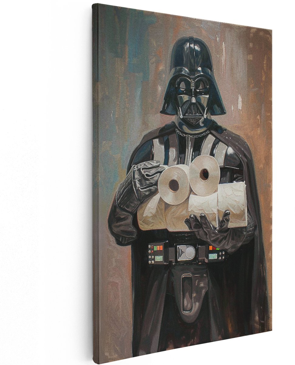 Artaza Canvas Schilderij Darth Vader - 120x180 cm - Groot - Wanddecoratie Star Wars Schilderij - Muurdecoratie Toilet - Decoratie WC Grappig