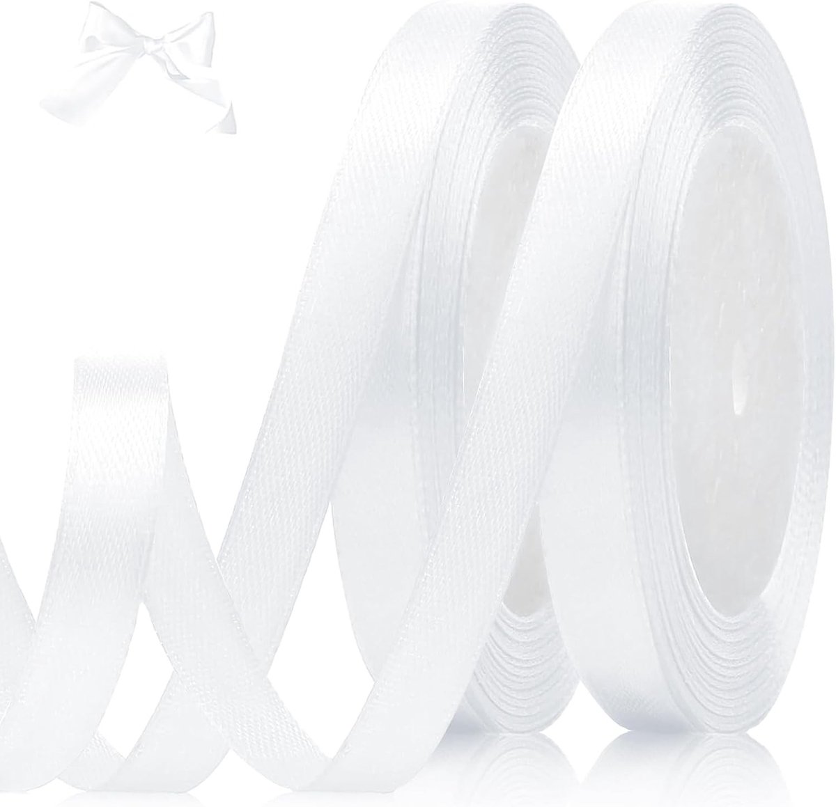 Satin Lint 10mm x 44m - Wit Cadeaulint voor Decoratie, Knutselen, Bruiloft en Haarstrikken