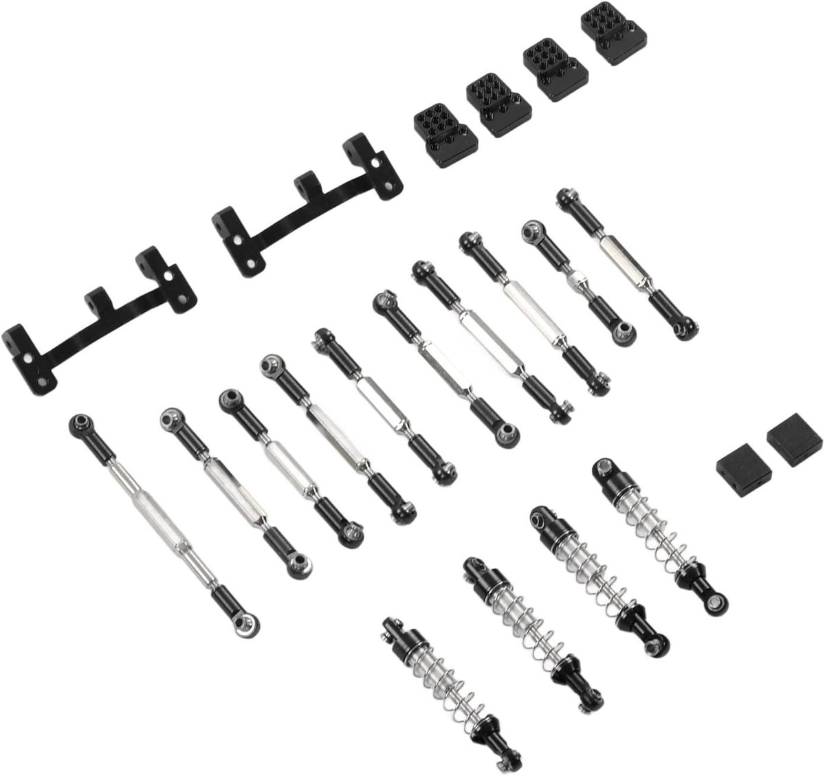 Upgrade Kit voor RC Auto Onderdelen - Premium Aluminium Trekstang, Schokdemper Beugel en Tie Rod Zitting voor C14, C24, C14L en C24K (Rood, Zwart, Grijs)