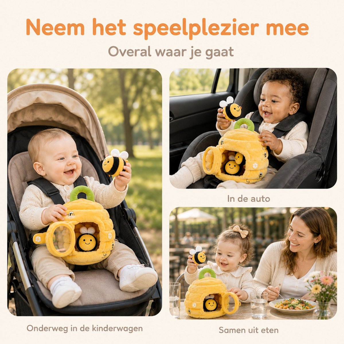Baby Speelgoed 6 Maanden tot 12 Maanden - Sensorisch Pluche Bijenkorf Speelgoed voor Baby 1 jaar 2 jaar - Rammelaar, Knisperpapier, Spiegel - Montessori Speelgoed voor Peuters van 0-2 jaar - Sinterklaas Cadeautjes Baby — cadeau in Spellen & Speelgoed - foto 6