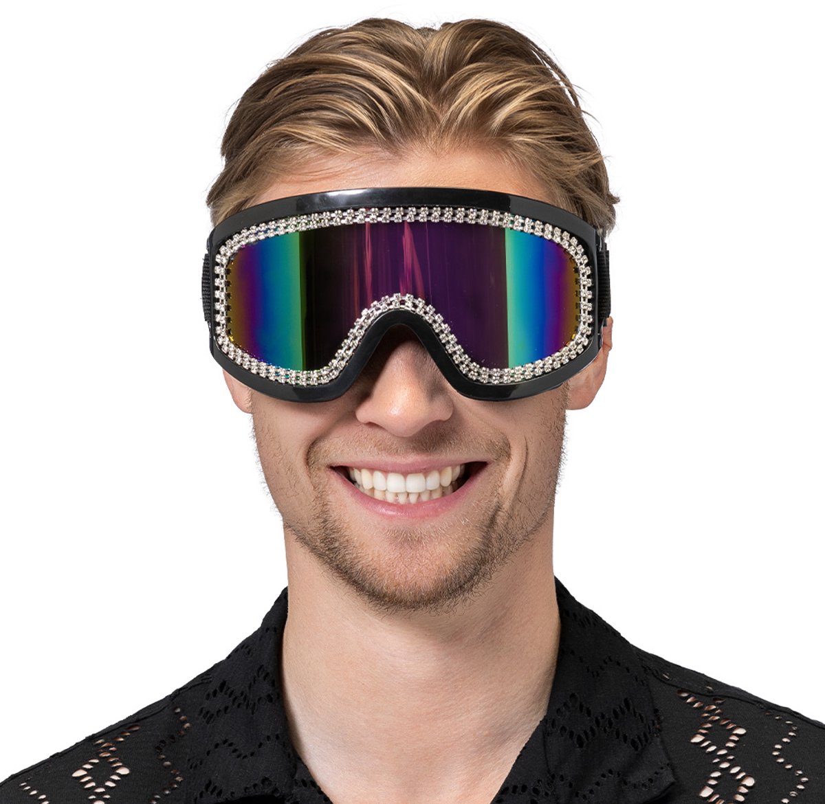 Boland - Party skibril Rave zwart Zwart - Volwassenen - 80's & 90's - Disco - Geen verkleedthema - 90s - Festival - Carnaval - Apres ski
