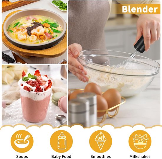 Hand Blender Set - Keukenmixer Staafmixer - Maaltijden Bereiden - 6-in-1 Functionaliteit - 700 ml - Zwart — afbeelding 4