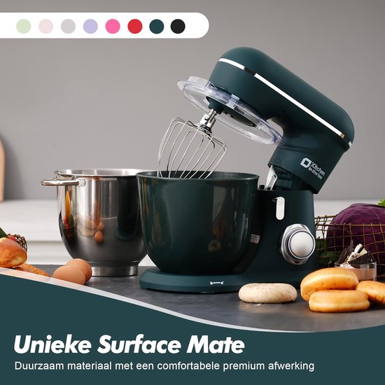 Keukenmachine - Standmixer - Bakken en mengen - Dubbele mengkom - 4.5L en 5L - Donkergroen — afbeelding 4