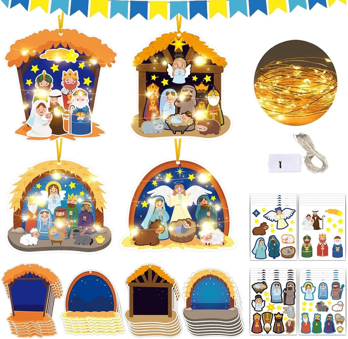 Kerstknutselset voor Kinderen - 24 Delige Creatieve Set met Materialen voor Feestelijke Activiteiten
