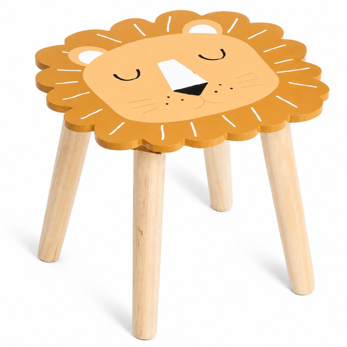 HEM houten kinderkruk leeuw - 28 x 27 cm - Met microvezeldoekje