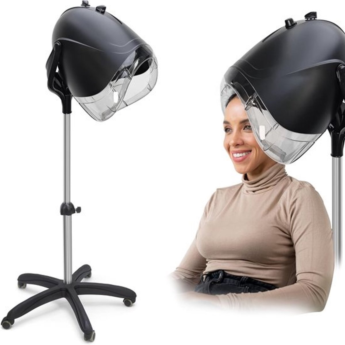 Haardroger Kapsalon - Haarverzorging Droogkap - Thuis Krullen - U-vormige Ondersteuning - 52 x 41 x 41 cm - Zwart