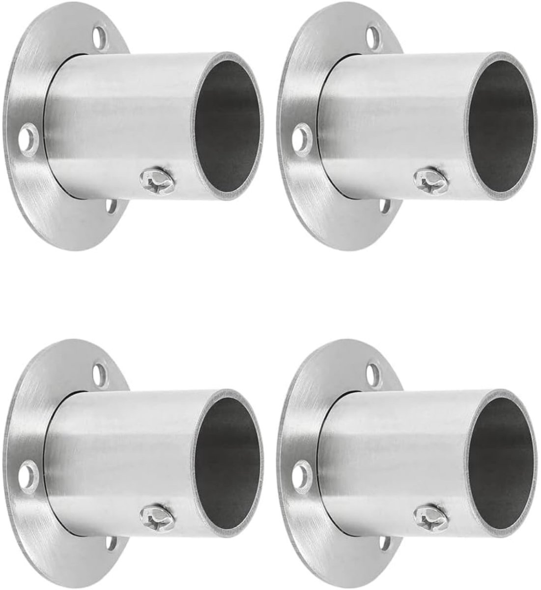 longziming - Roestvrijstalen Buisflens - Buisbevestiging - Wandsteun Voor Ronde Buizen - Geborstelde Zilverkleurige Afwerking - Voor Wandmontage - 4 Stuks