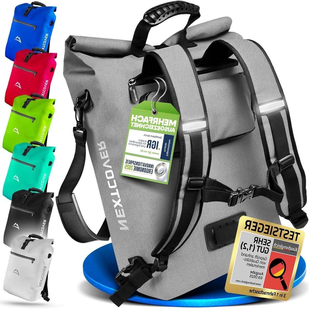 Fietstas Rugzak Schoudertas - 3-in-1 Tas - Dagelijkse Ritten - 100% Waterdicht Materiaal - 25 Liter - Grijs