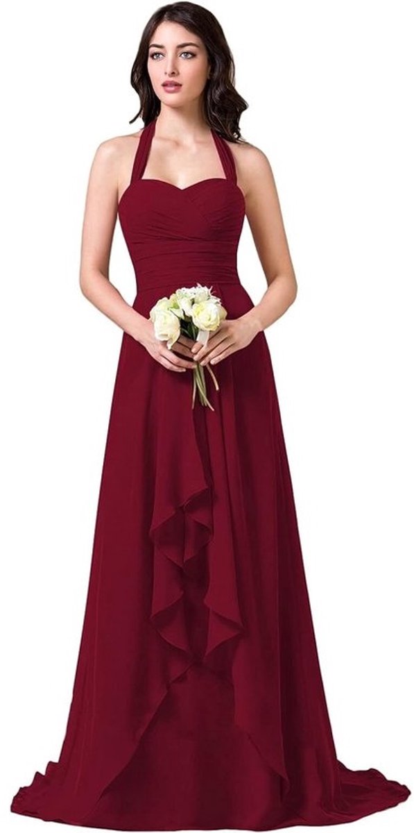 Chiffon Avondjurk Voor Dames met Halterhals - Formele en Feestelijke Gelegenheden