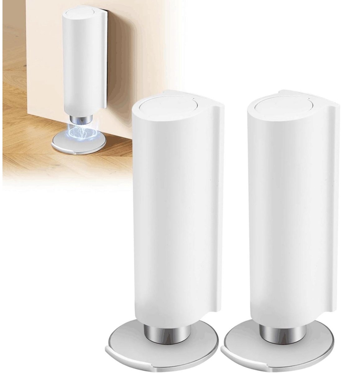 SSTRWGOOD Magnetische deurstoppers - 2 stuks - Geen boren nodig - Zelfklevend - Verborgen roestvrijstalen windbestendige deurstoppers - Geschikt voor binnendeuren, kantoren en woningen - Wit