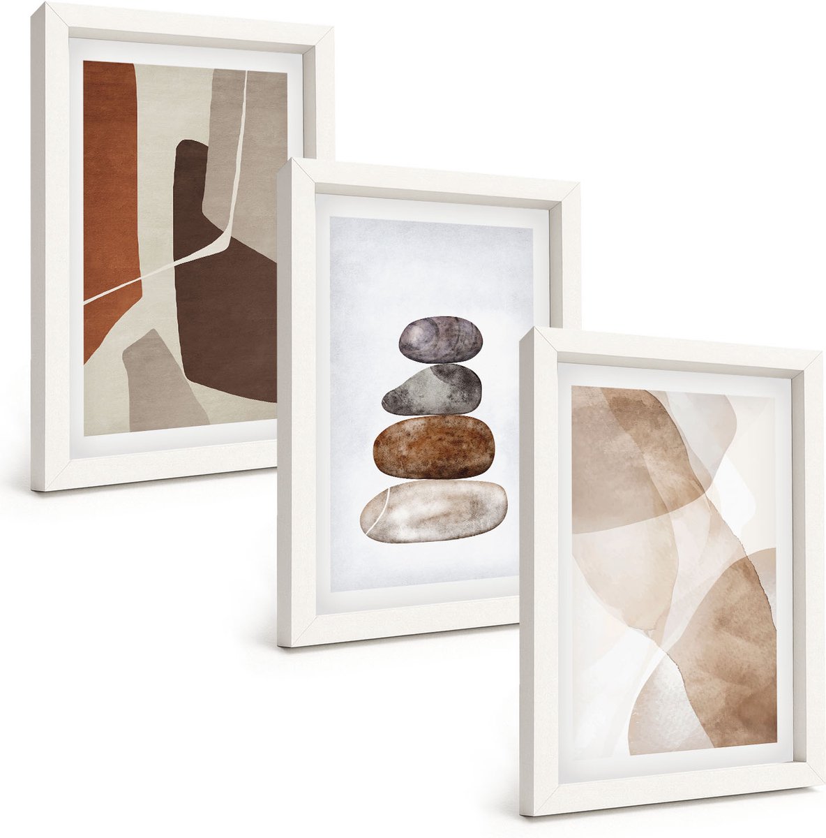 Wallfluent 3-Delige Schilderij Set - Abstracte Schilderijen, Moderne Decoraties - 20 x 30 - Decoratieve Schilderijen - Wanddecoratie - Hal