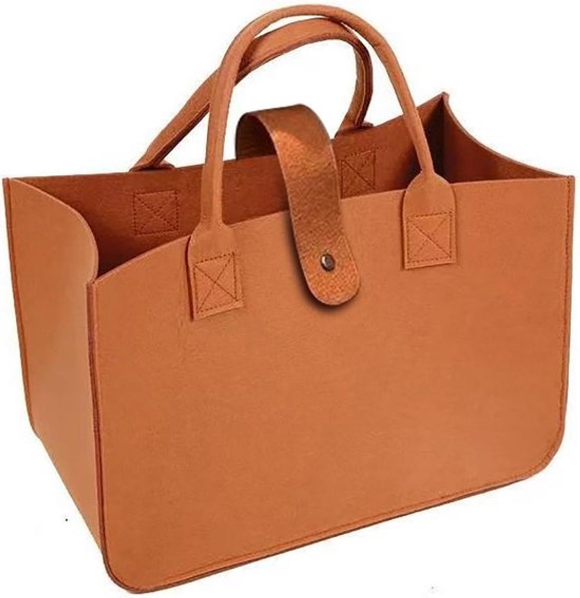 Kleine Vilten Shopper Tas - Opvouwbare Boodschappentas met Hengsel - Bruin