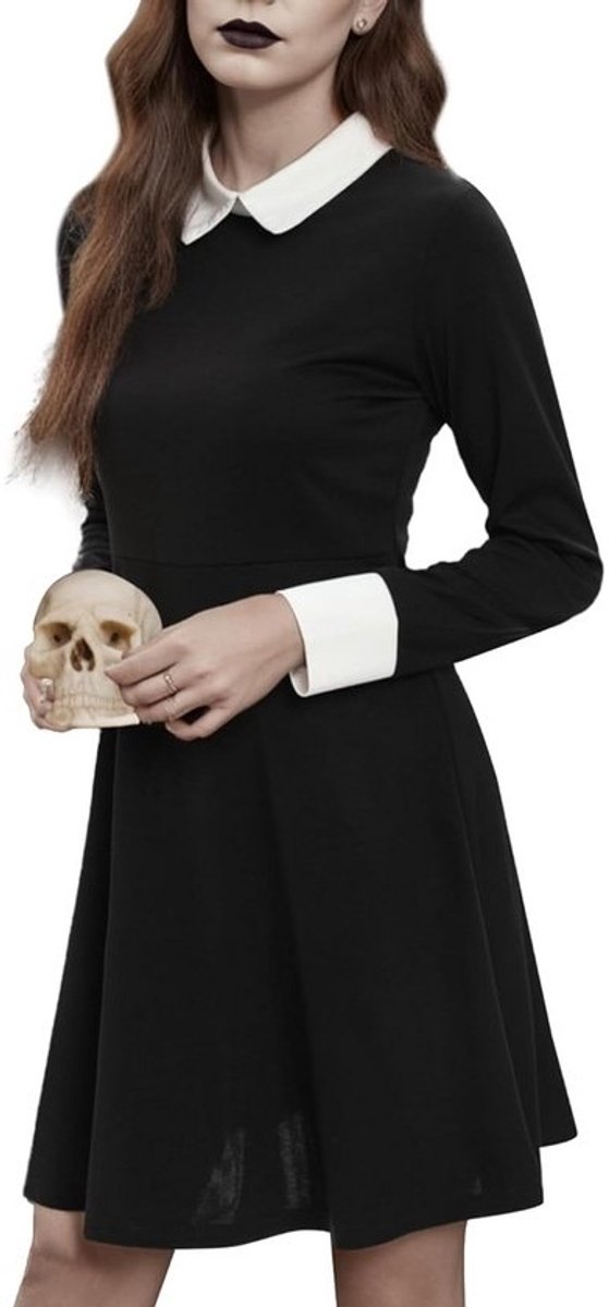 Halloween jurk dames schoudervrij zwart kostuum voor feesten