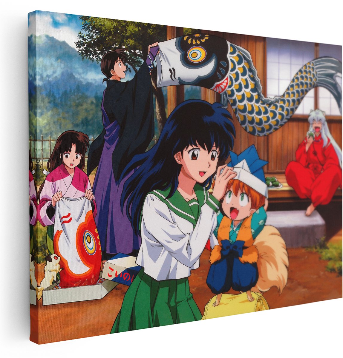 Artaza Canvas Schilderij Anime - 160x120 cm - Groot - Wanddecoratie Inuyasha - Muurdecoratie Japan - Decoratie Koinobori Festival - Jongens Kamer