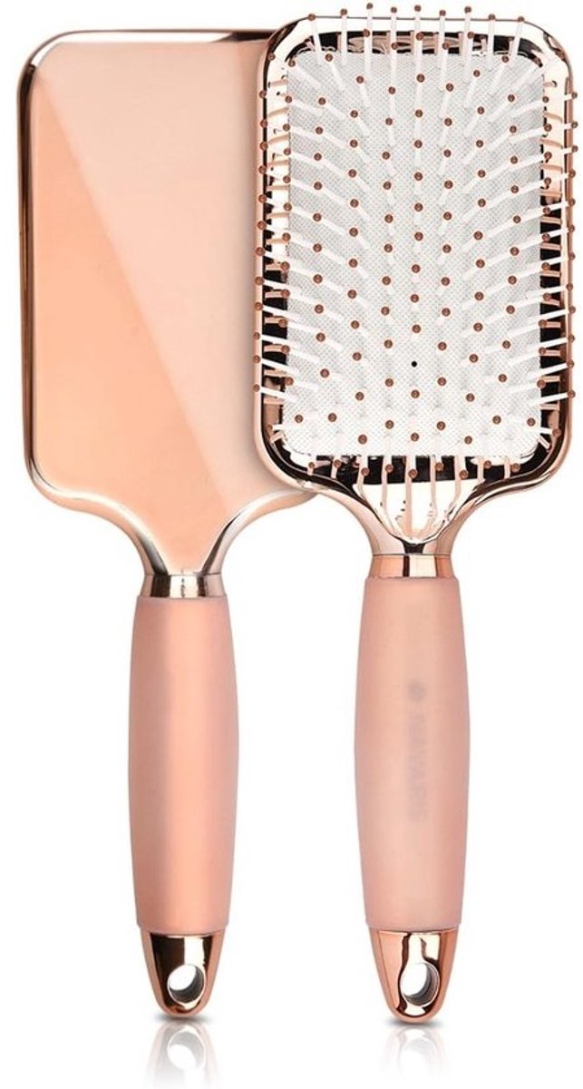 Paddle borstel voor glad en verzorgd haar - Ontworpen voor nat en droog gebruik - Geschikt voor alle haartypes - Roze goud