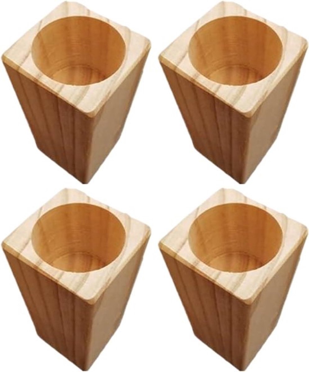 Houten Bedverhogers - Meubelpoten - Ruimte Vergroten - Met Verzonken Gat - 4 Stuks 10 Cm - Houtkleur