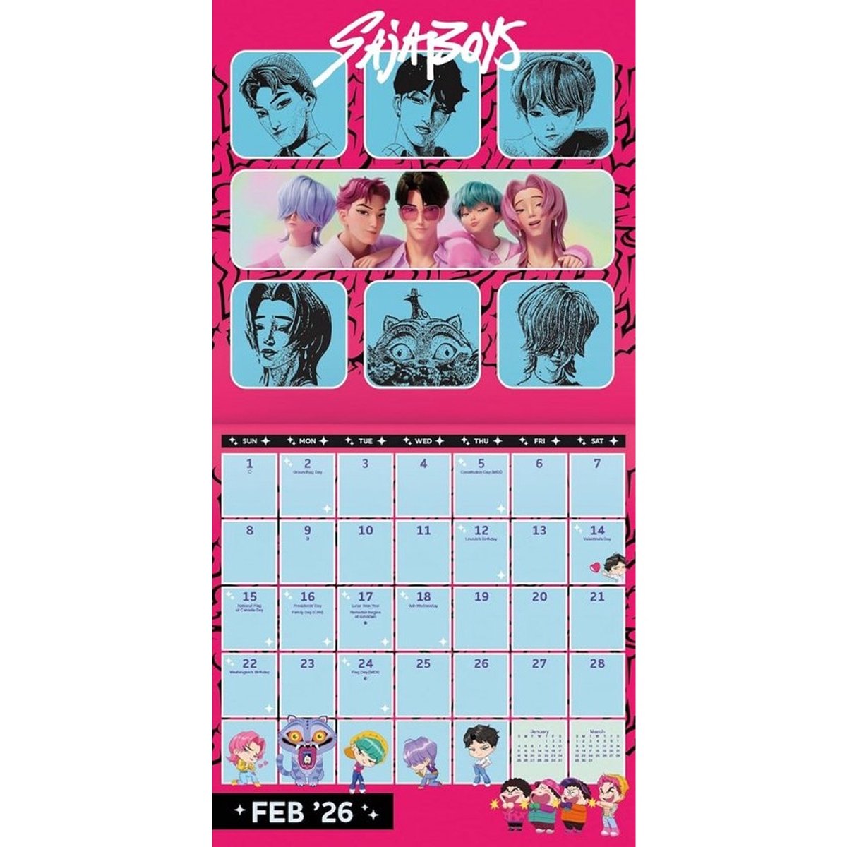 Kpop Demon Hunters Wandkalender 2026 – 16-Maanden Agenda met Hoogwaardige Afbeeldingen voor Thuis en Kantoor