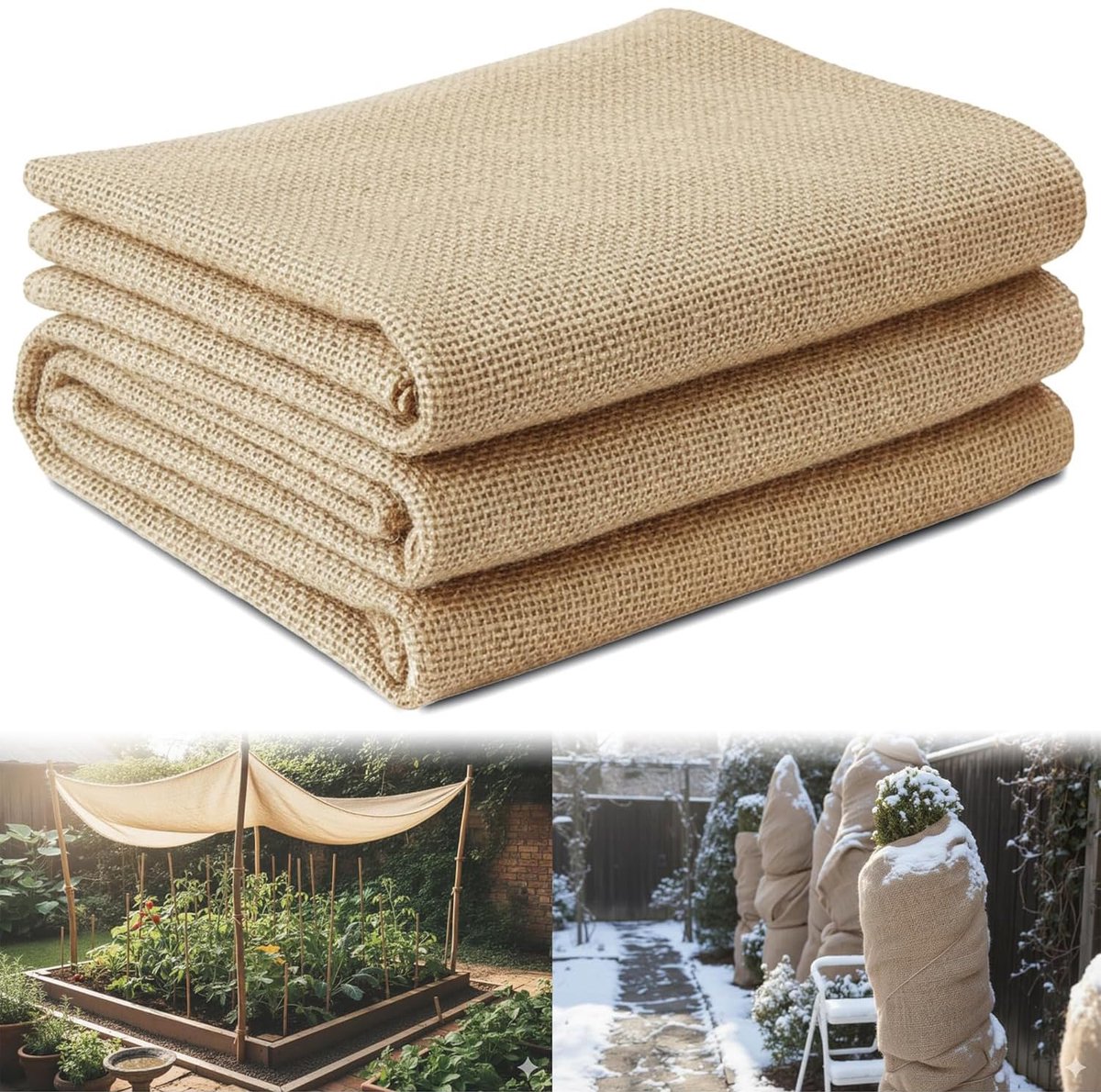 Jute Planten Winterbescherming - Natuurlijk - Beschermt bomen en planten buiten tegen vorst en ongedierte - 1.6m x 1m
