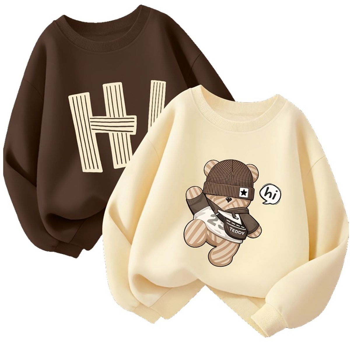 Currero Sweater Jongens Sweaters Sweatshirt Hoodie Warme Trui Pullover Jumper Crewneck Vest + 3-4 Jaar Bruin