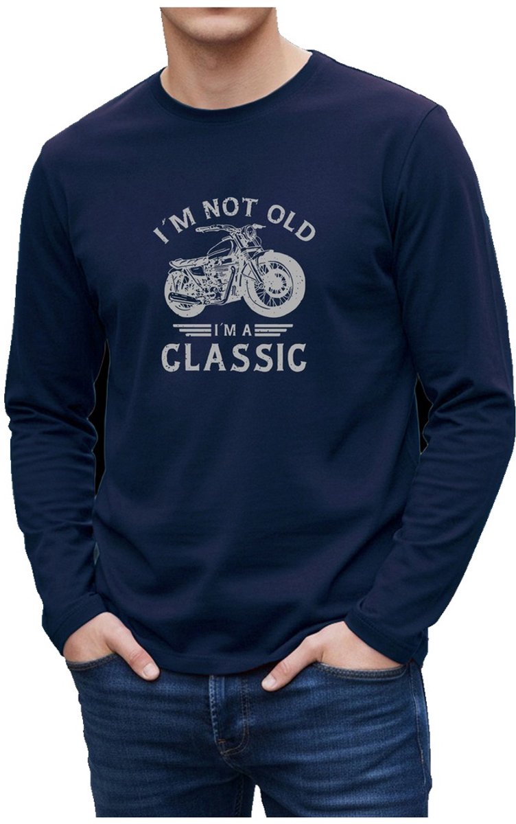 Currero Longsleeve Heren Oversized Lange Mouwen Shirt Roundneck Mannen Kleding T-Shirt Blauw