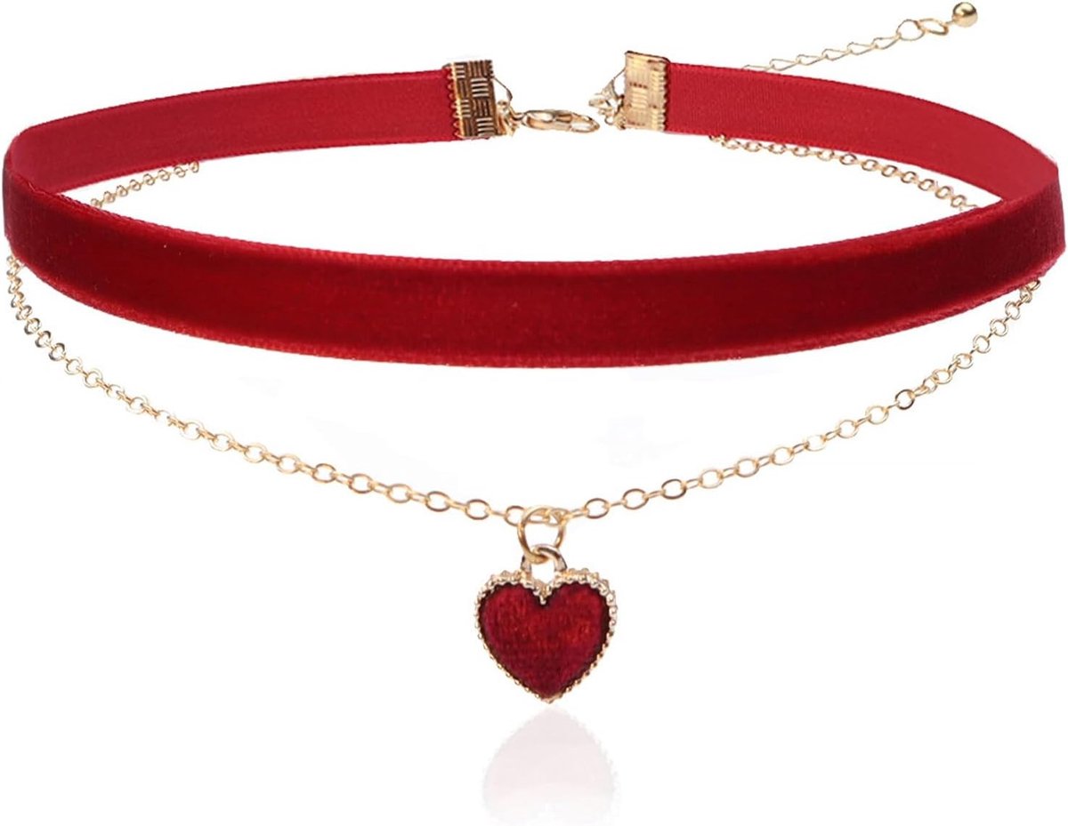 Gothic Hart Choker van Zwart Fluweel voor Vrouwen - Perfect voor Carnaval, Valentijnsdag en Verjaardagen