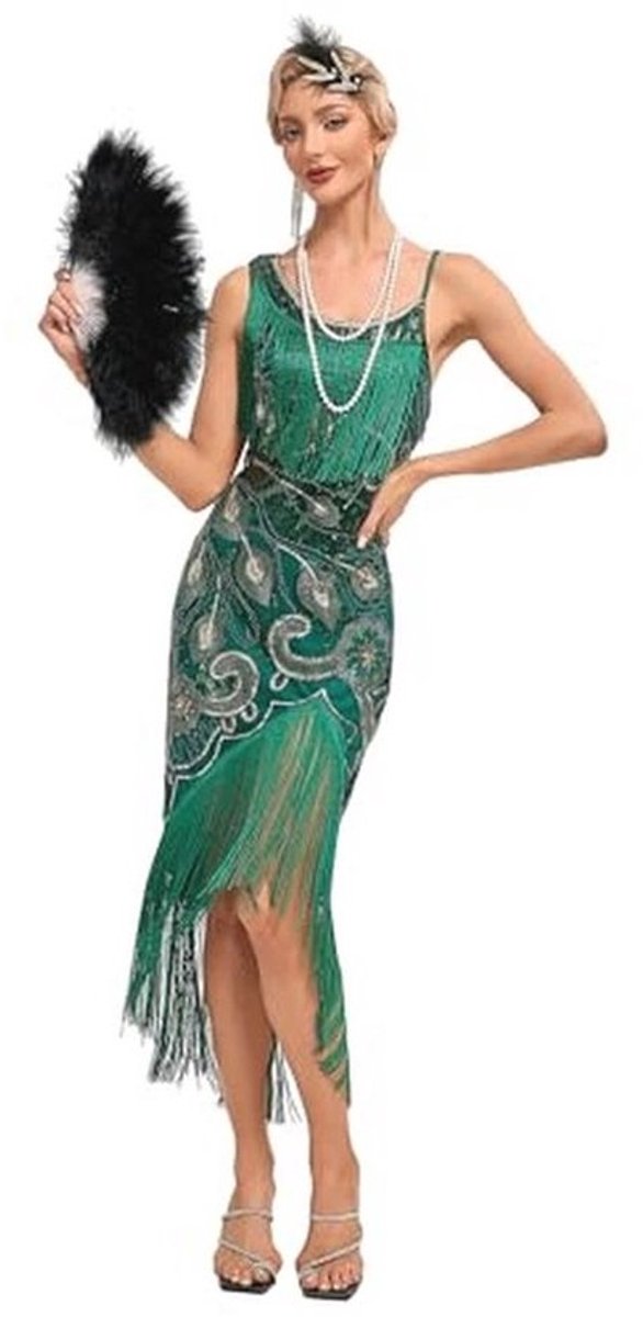 Flapper jurk met franjes en pailletten voor dames – dans jurk voor festivals