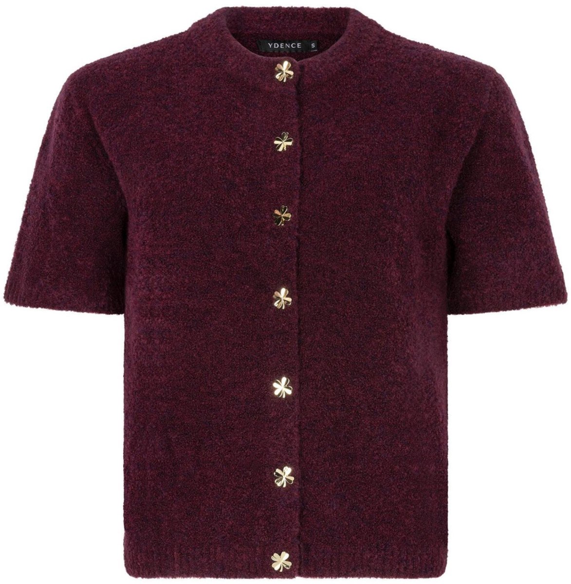 Ydence bordeaux dames vest   Ronde hals   Regular fit   Gemeleerd patroon   Knoopsluiting   Korte mouw Bordeaux M