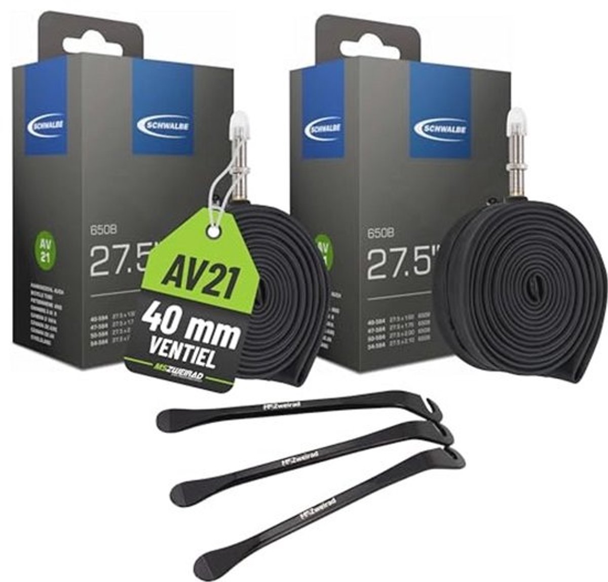 Set van 2 Binnenbanden 27.5 inch met 3 Tyre Levers