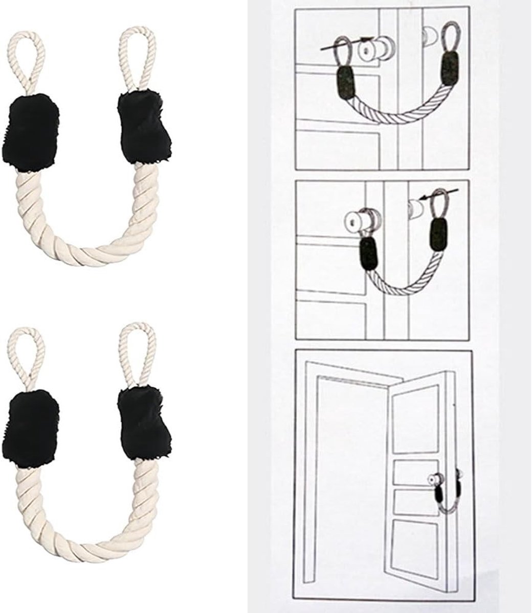 Duurzame Deurstopper en Deurkoord Klem - 60 cm Zacht en Wasbaar, Bescherming voor Kinderen en Huisdieren, Set van 2