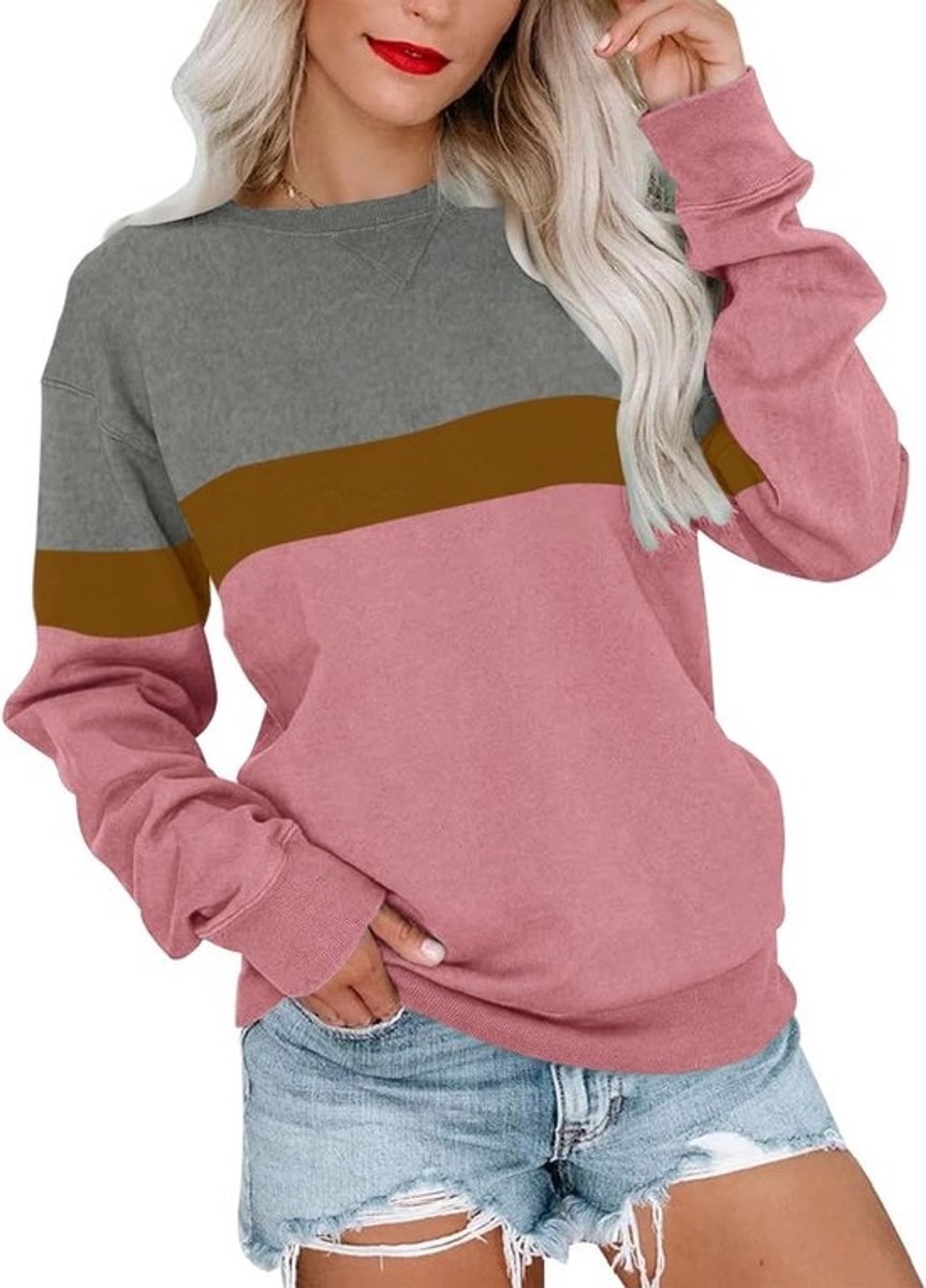Dames Sweatshirt Ronde Hals Lange Mouwen Casual Trui Losse Pasvorm