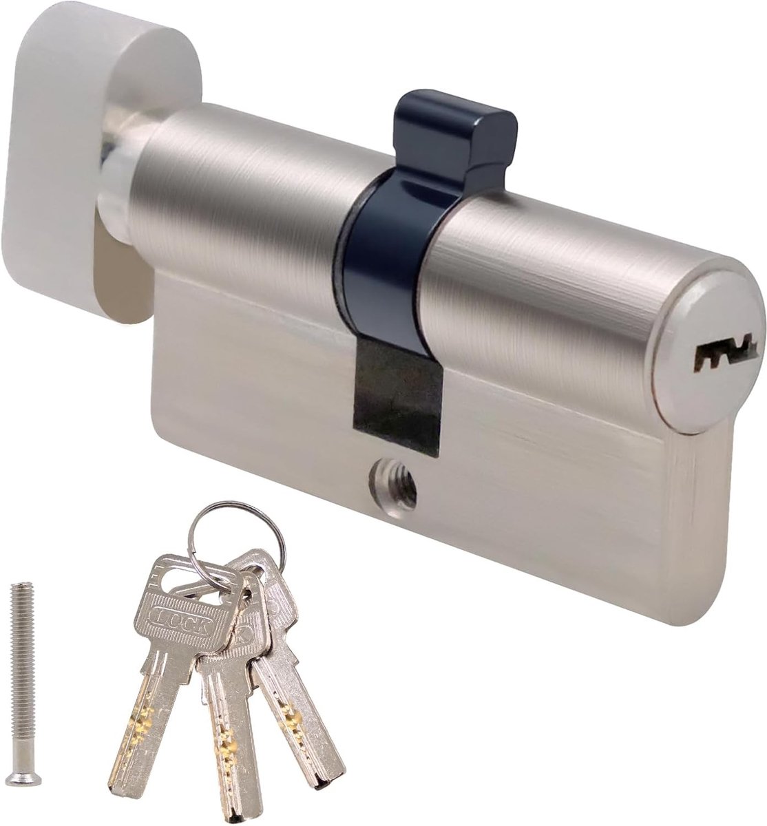 Veiligheidscilinder 30/30 mm, 60 mm hoog beveiligingsslot met 5 sleutels, anti-drill, anti-pick en anti-bump, geschikt voor houten, UPVC en composietdeuren, optimale bescherming