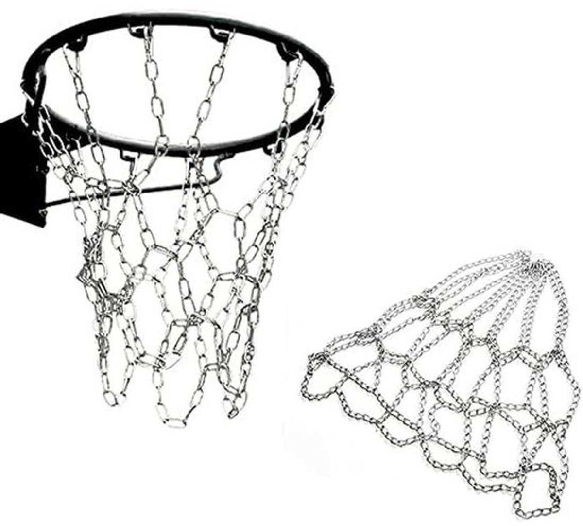 Groot en Duurzaam Basketbalnet voor Binnen en Buiten - Metalen Vervangend Net