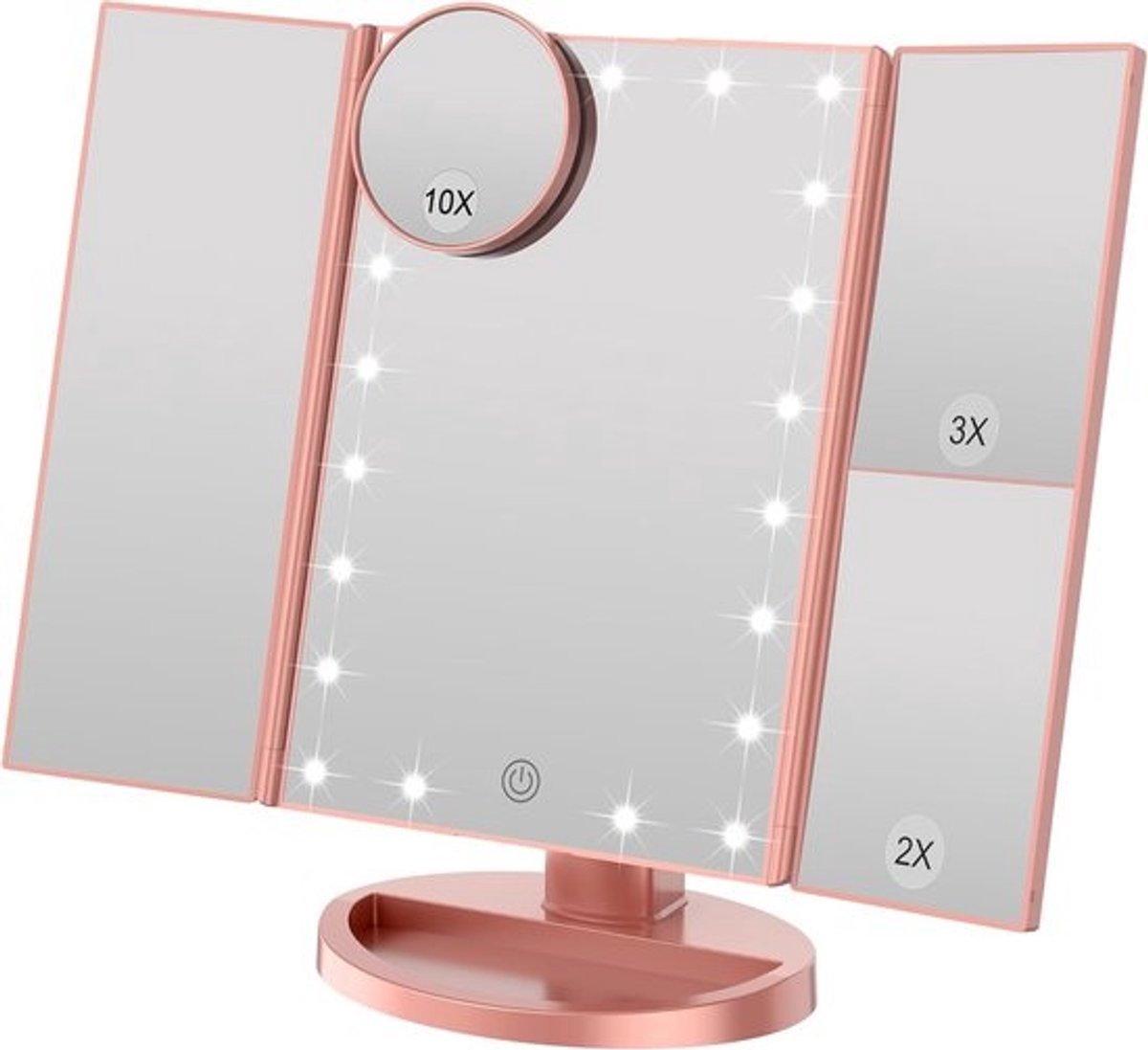 Verlichte Makeup Spiegel met LED Lampen en Vergrotende Opties