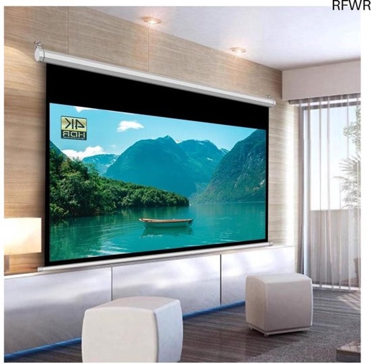RFWR® Gemotoriseerd Elektrisch Projectiescherm 72 inch - 4:3 en 16:9 - Ideaal voor Thuisbioscoop en Kantoor