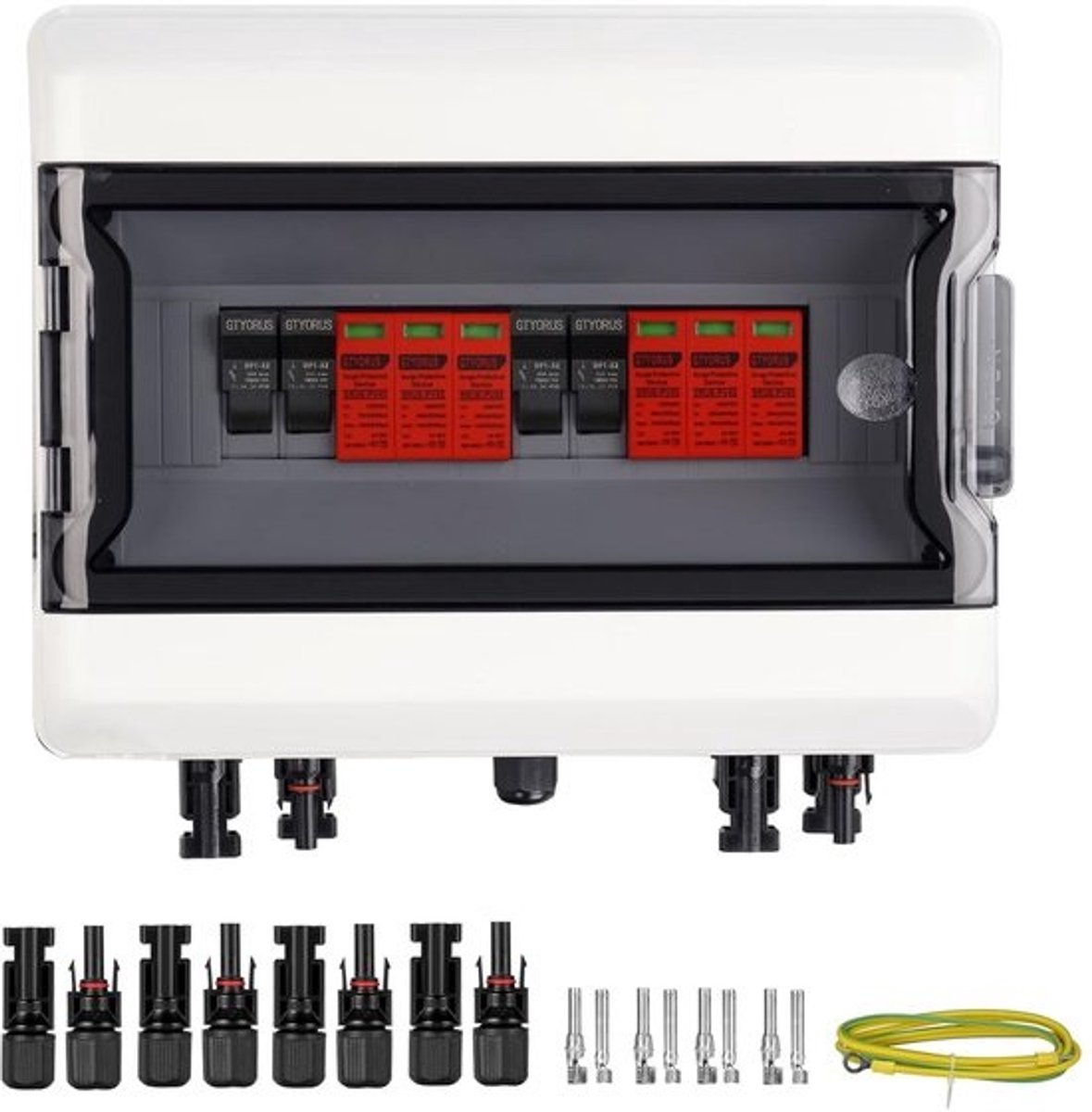 Zonne-energie Aansluitdoos met Overspanningsbeveiliging - IP65 Waterdicht, 3P DC 1000 V, 32 A, 2 Stringen
